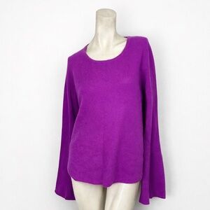 New Design Lab Lord & Taylor Cashmere Sweater XL Vivid Violet Bell Sleeve soft